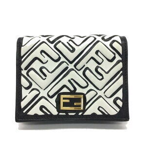 Fendi Joshua Vitas Leather Bifold Wallet Black White
